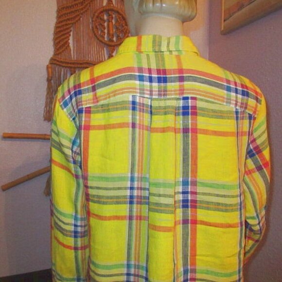 Lauren Ralph Lauren Linen Top Womens Size M Tunic Long Sleeves Coastal Resort - Picture 10 of 12